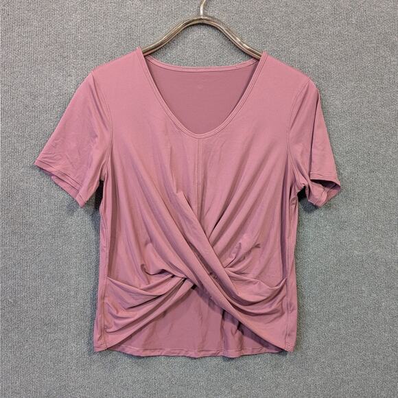 Lululemon Do the Daily Top Womens Medium T-Shirt Twist Front Plumful Athleisure - Picture 1 of 9